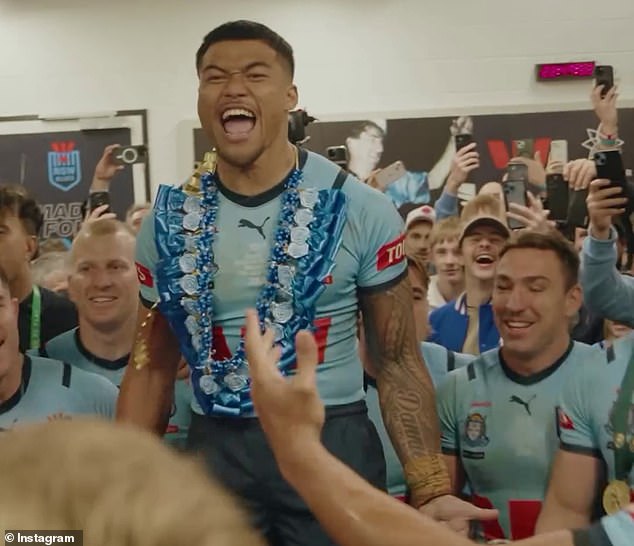 The team debuted their new team victory song after the classic win at Suncorp Stadium - and the first line of the song is R-rated