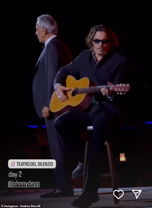 Johnny Depp accompanied Bocelli on En Aranjuez Con Tu Amor. According to TMZ, they performed the song in 2020 with the late guitarist Jeff Beck, and Beck's lead part from that performance was overlaid on the song Wednesday night