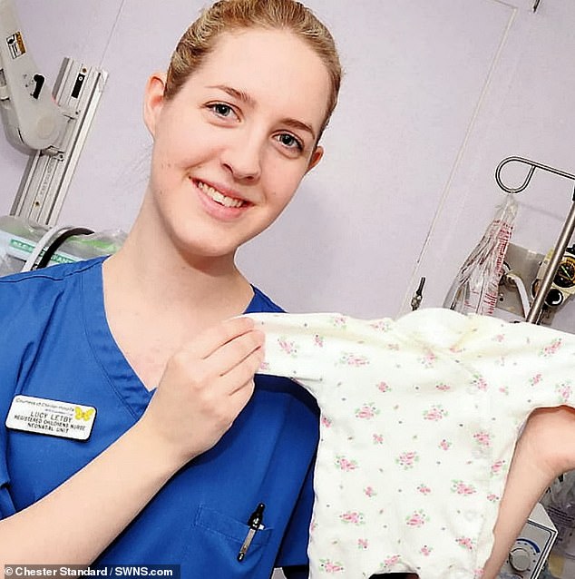 Letby is Britain's most prolific child killer. She is pictured here in 2013, before her killing spree began, holding a baby's clothing item while working as a nurse in an English hospital