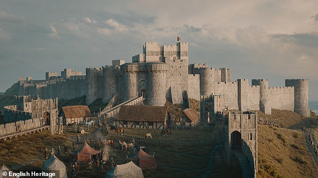 King Henry II began building the current castle in the 1180s and over the next 800 years the buildings, defences and tunnels were adapted to meet the changing demands of warfare. Pictured, before the siege of 1216