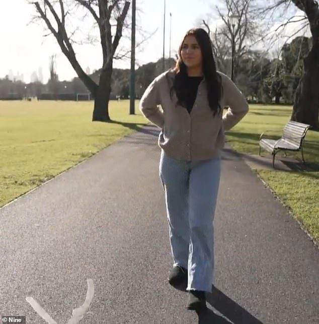 A year after her accident, Mrs Reid (pictured) has learned to walk again, with only the help of a brace on her right leg