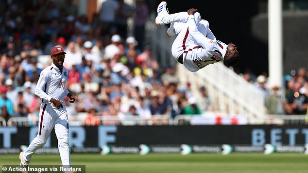 1721317260 39 West Indies spinner Kevin Sinclair celebrates wicket of England batter