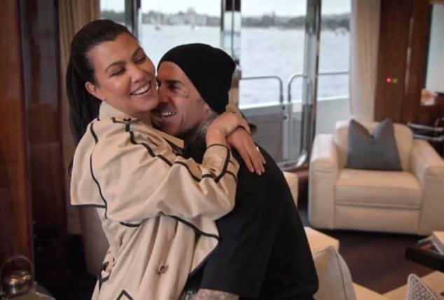 Kourtney and Travis looked as loved up as ever during the trip, packing on the PDA during a scene after the drummer returned to Sydney from a trip with blink-182