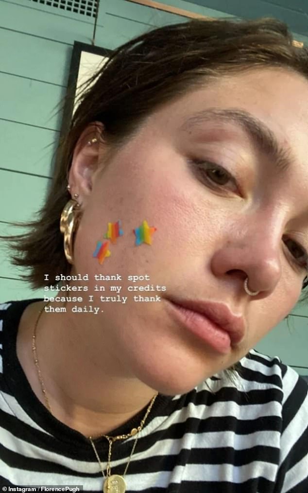 Don't Worry Darling actress Florence Pugh also appears to be a fan of the colorful patches, which were created by the brand Starface