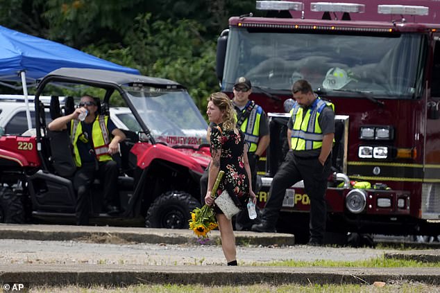 A person arrives to visit Corey Comperatore at Laube Hall, Thursday, July 18, 2024, in Freeport, Pennsylvania