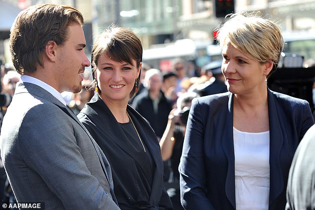 Braddy, the son of a former Queensland Labor minister, studied acting at the Western Australian Academy of Performing Arts with Hugo Wran (left), the son of former NSW Labor premier Neville Wran. His sister Harriet Wran (centre with Labor frontbencher Tanya Plibersek) was jailed for accessory to murder