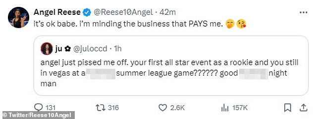 Angel Reese hits back at fan - and the WNBA - after missing orange carpet event