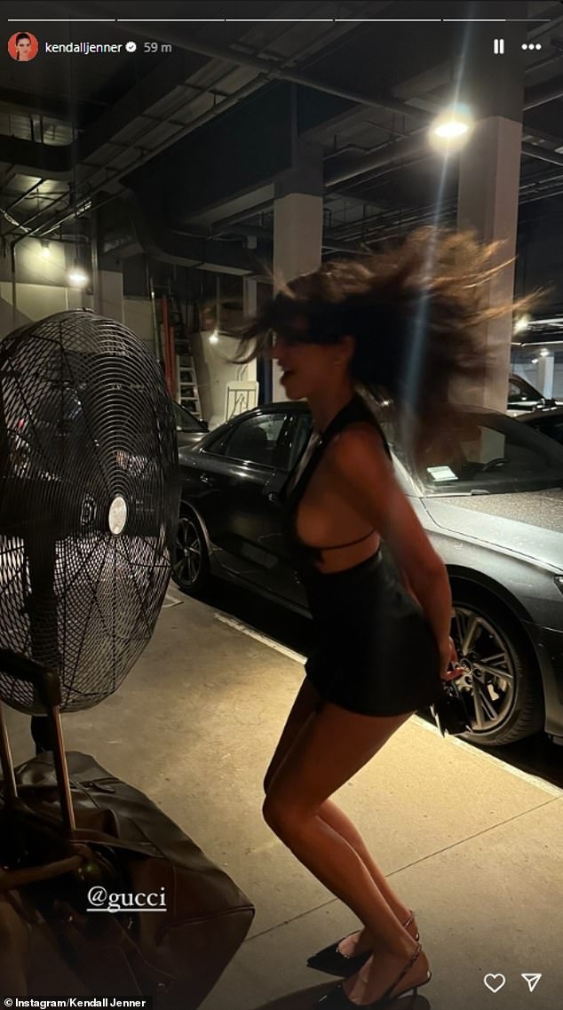 Last but not least, Kendall gave her 292 million followers an eyeful by posting a photo of herself standing in front of a fan in a skimpy mini dress that showed off plenty of sideboob