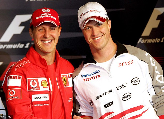 Schumacher is the brother of seven-time Formula 1 world champion Michael (left)