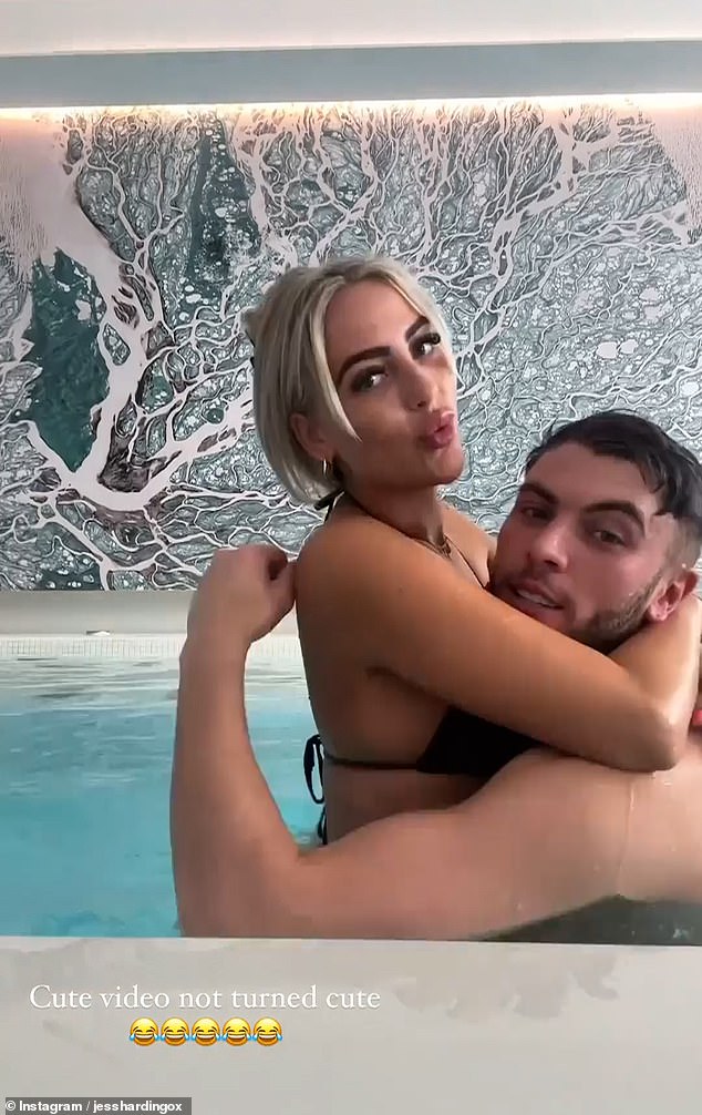 The star was keen to show off her new relationship and posted a mashup of clips of her and her mystery man kissing and cuddling in the pool