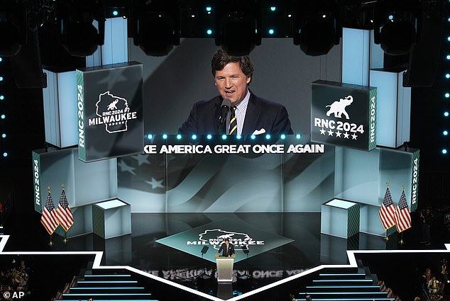 Tucker Carlson speaks at the Republican National Convention