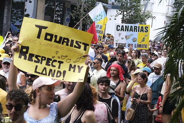 Residents of the Canary Islands are protesting and demanding a review of the archipelago's tourism policy