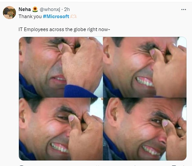 A meme shows IT workers scratching their heads and twisting their faces during the crisis