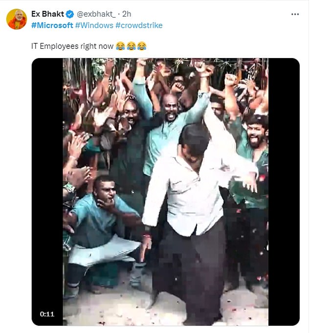 A meme shared online shows people surrounding a man being stoned to death, intended to represent IT workers