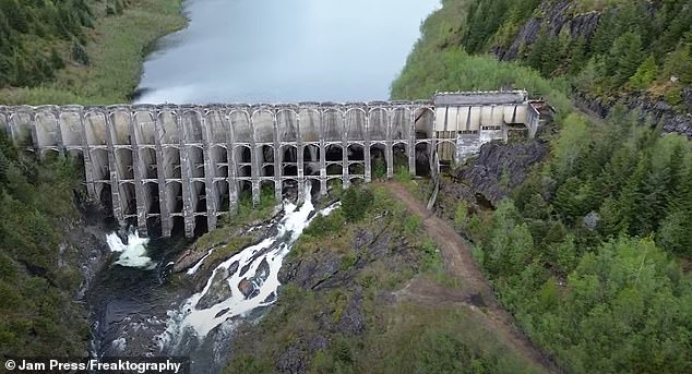 The town was originally built in 1912 by a company called Granby Consolidated Mining, Smelting and Power Company for mining. Above is the impressive concrete dam