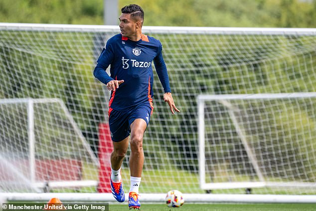 The sale of Casemiro, pictured in training this week, could help United fund the arrival of Ugarte