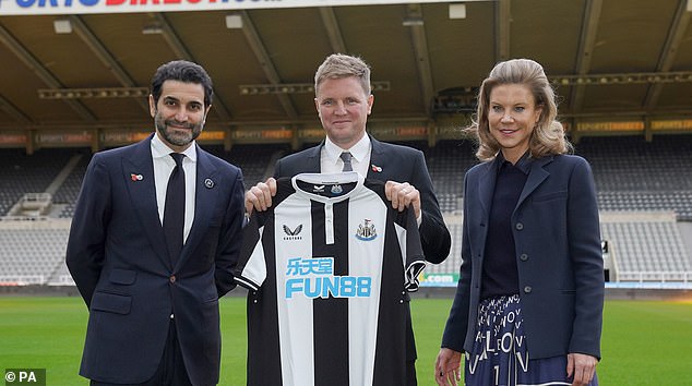 Staveley and Ghodoussi (left) played a crucial role in the appointment of Eddie Howe (centre)