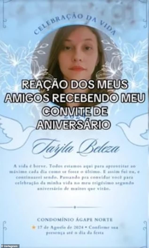 Tarjla Beleza told DailyMail.com that she came up with the idea for the birthday invitation after one of her friends told her she wasn't in the mood to party. To create excitement, she made an invitation that looked like a memorial card for a funeral