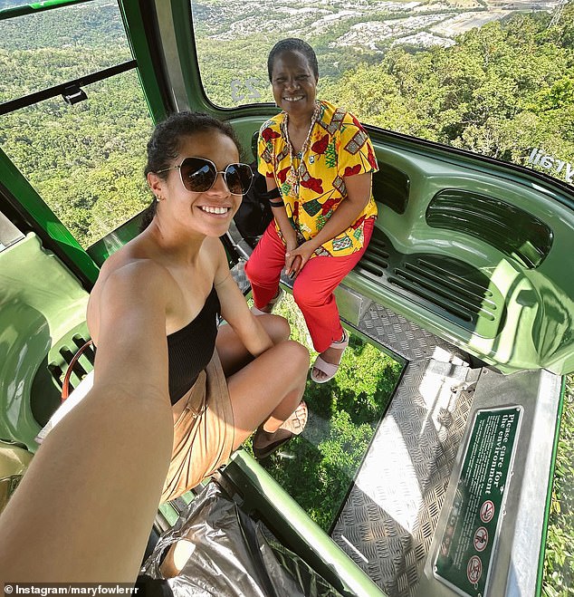 Fowler spent time in Cairns with her family over the holidays last year and took time to see the sights from the Rainforest Cableway (pictured)