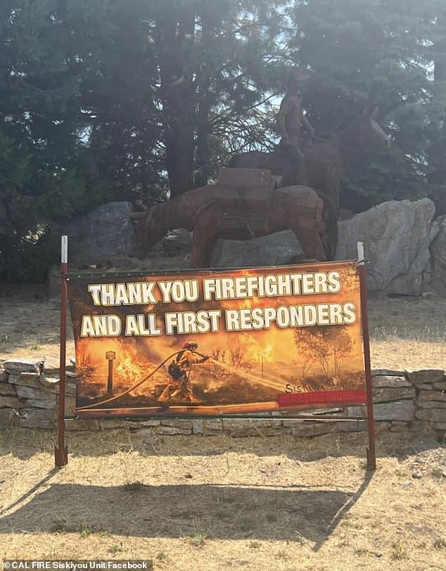 Residents of Etna have put up signs to thank the fire brigade for their services