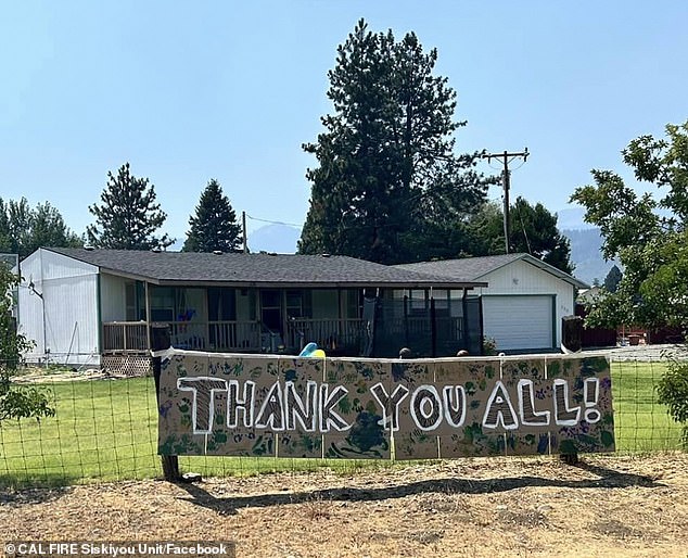 Grateful residents of Etna show their gratitude for the new visitors to the town