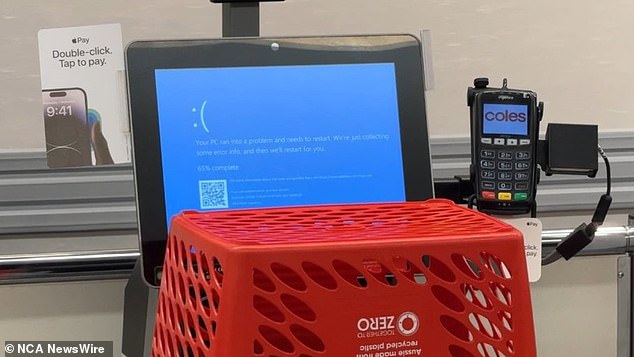 Coles supermarket's service machines were among IT departments that were not operational due to the global outage. Photo: X