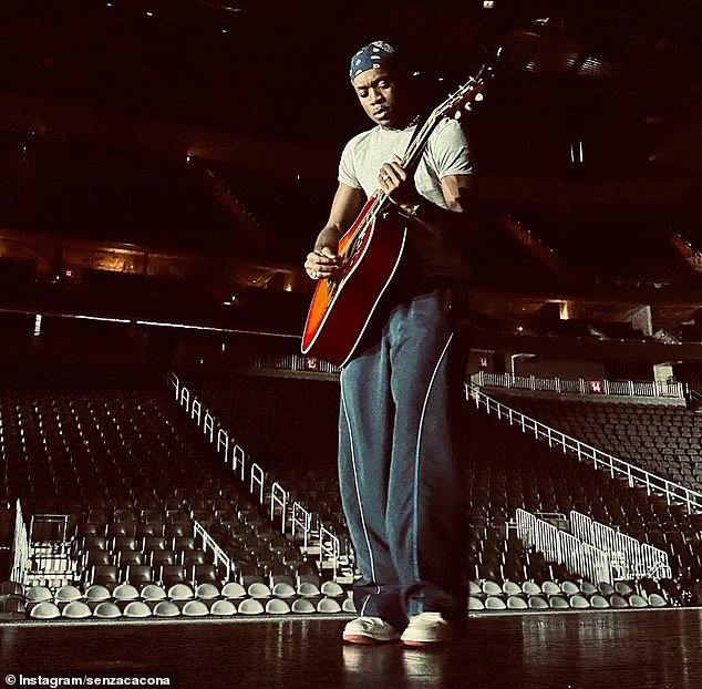 He joined his mother on stage to play guitar for a live audience while Madonna sang the lyrics of hit singles