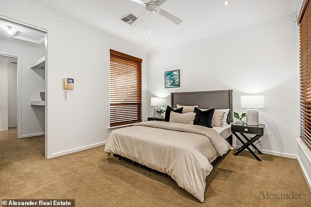 Newley, who was born in Adelaide, bought the house 16 years ago before he started his basketball career, The Advertiser reported on Monday. Pictured: One of the three bedrooms