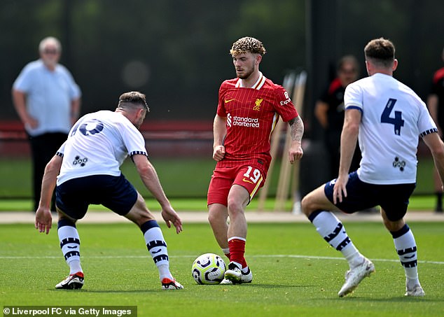 Harvey Elliott (centre) was one of the players on the pitch in the first 45 minutes