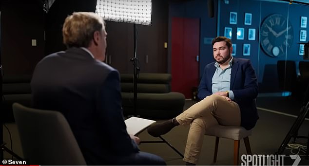 Bruce Lehrmann is interviewed by Spotlight's Liam Bartlett in 2023. The interview sent shockwaves through Channel Seven