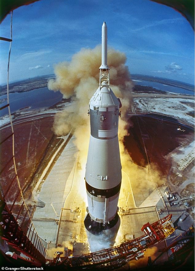 The Saturn V rocket lifted off from the Kennedy Space Center in Florida at 9:32 a.m. ET