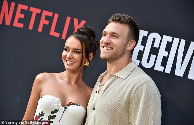 Juszczyk's wife, Kristin (left), designed custom Chiefs gear for Taylor Swift last season