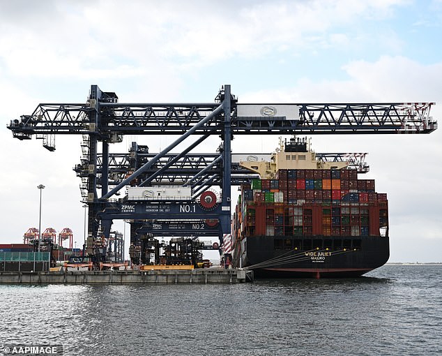 Container ships like this one are finding the Red Sea dangerous due to the continued success of Yemen's Houthi rebels using drones to attack transport ships