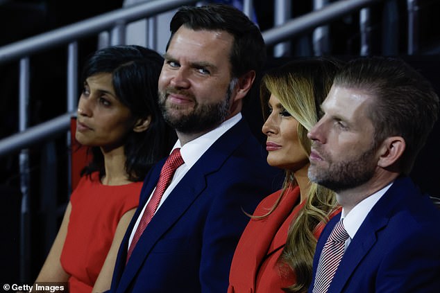 Melania Trump — alongside stepson Eric and Trump's VP pick JD Vance — didn't seem too impressed with Kid Rock's set