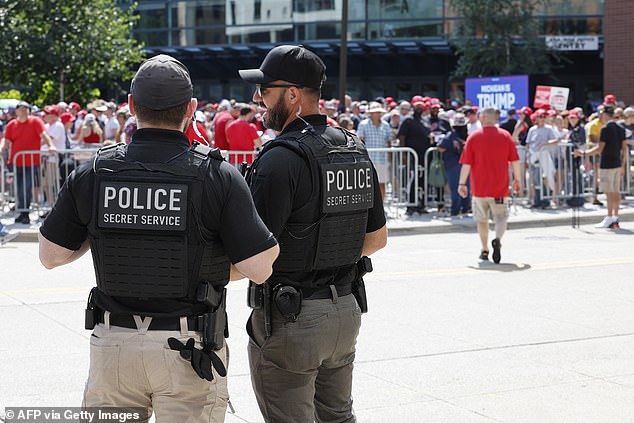 Secret Service is monitoring the crowd outside the Trump rally site on Saturday. Federal, state and local law enforcement were all on site to secure the rally