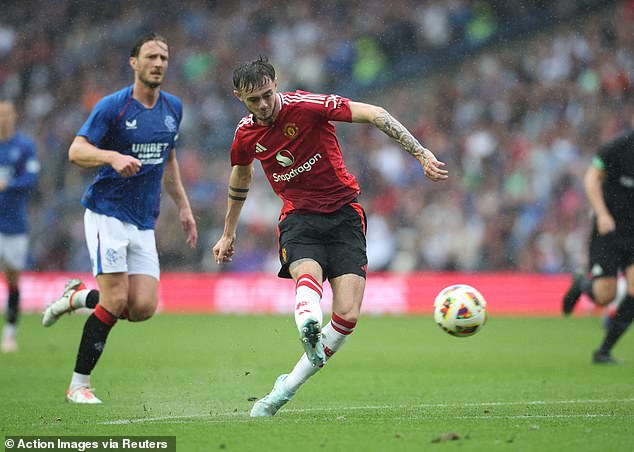 Joe Hugill scored United's second goal of the game with a powerful finish in the second half