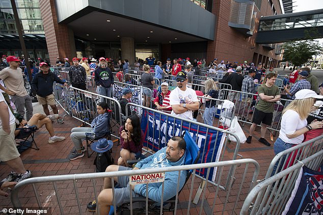 People stood in line for hours to get a seat at the Van Andel Arena in Grand Rapids