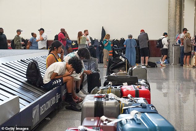 In the past two hours alone, 825 flights have been delayed in the US, while 200 have been cancelled, leaving frustrated travellers. More than 100 of those cancelled flights were from Atlanta (pictured)