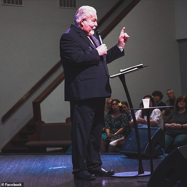 Kendrick and Kelse lived with their children in a garage apartment on Kendrick's grandfather Allan's estate. Allan is a pastor at Oasis of Praise Church (pictured here preaching there)