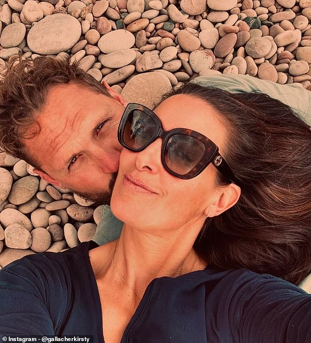 Kirsty Gallacher pictured with her new mystery man as the pair enjoy the sunshine in Devon (pictured)