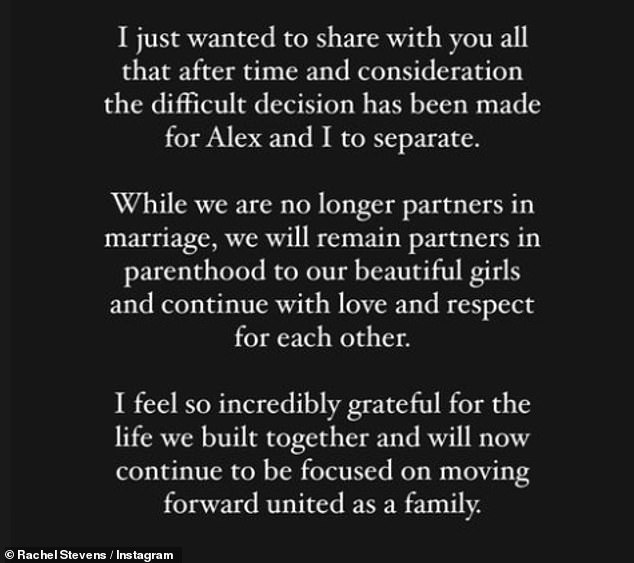 It comes after she announced in July 2022 that she had split from her childhood sweetheart, Alex, just a month before their 13th anniversary