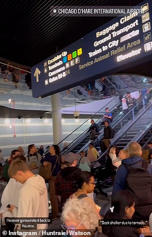 The storm was so bad that a stay-at-home order was issued, with passengers in the terminal building being forced to stay away from windows