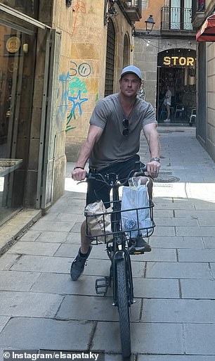 Elsa also shared snaps of Chris cycling around the city as they took in the sights