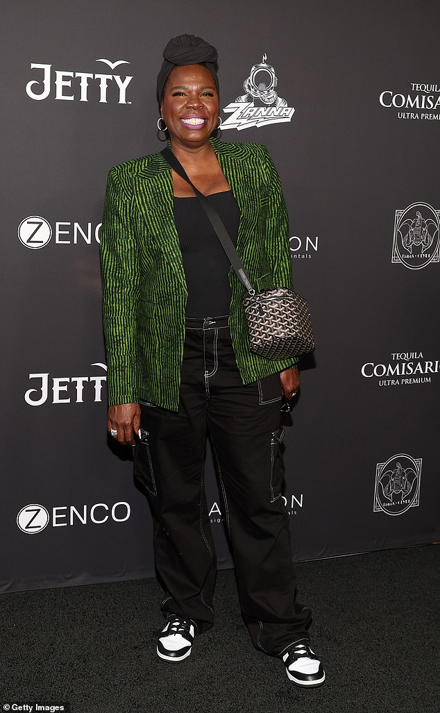 Leslie Jones looked stunning at the event, wearing a black and green blazer and black cargo jeans