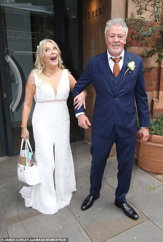 The couple looked overjoyed to become husband and wife during their ceremony in London