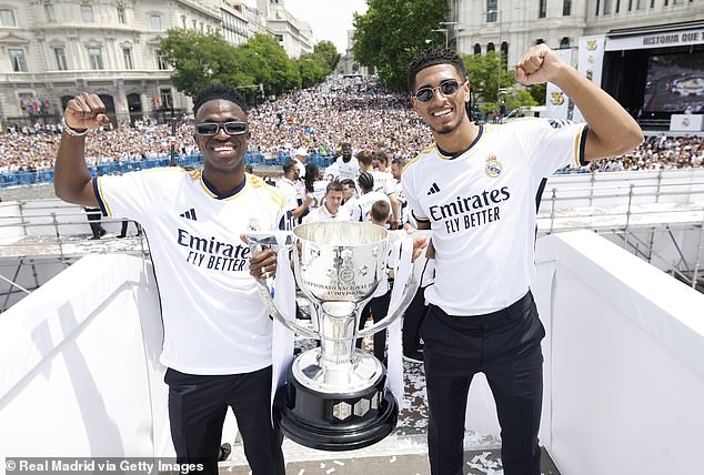 Real Madrid teammates Vinicius Jnr (left) and Jude Bellingham (right) are sixth and seventh on the list respectively