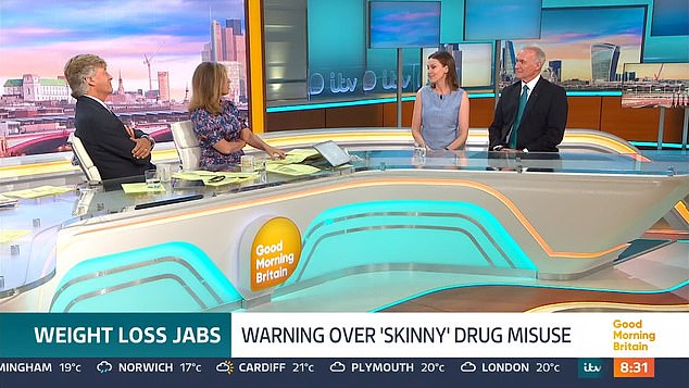 Richard Madeley, left, is called Ms Griffiths, second from right, an idiot on Good Morning Britain