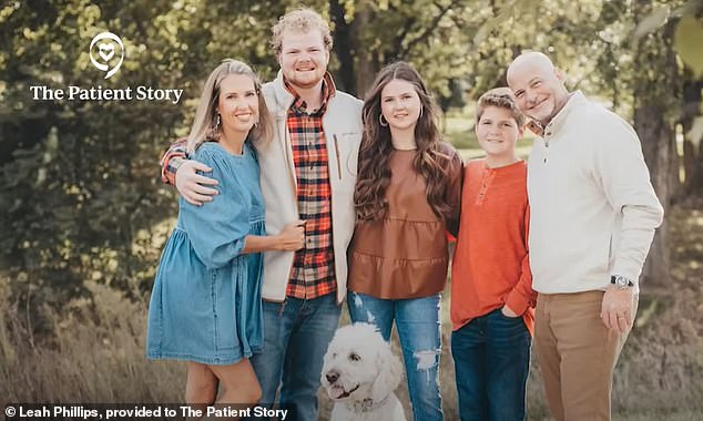 The mother of three (left), seen here with her family, was physically active and part of a running club when she was diagnosed with lung cancer