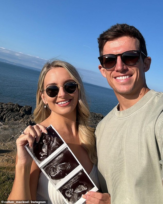 Callum shared the happy news on Instagram on Sunday, posting snaps with his pregnant wife by the sea