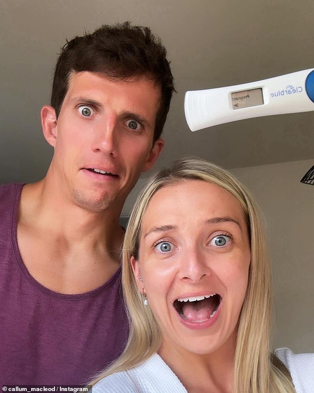 Callum and Jade beamed as they posed with ultrasound scans of their future baby, as well as an excited photo of them holding their positive pregnancy test